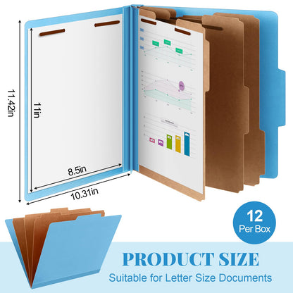 Skyygemm 24 Pcs Classification Folders Letter Size, 3 Divider Pressboard File Folder with Fasteners, Expanding File Organizer Bulk for School Teachers, Office Employee, Coworker, Staff (Yellow)