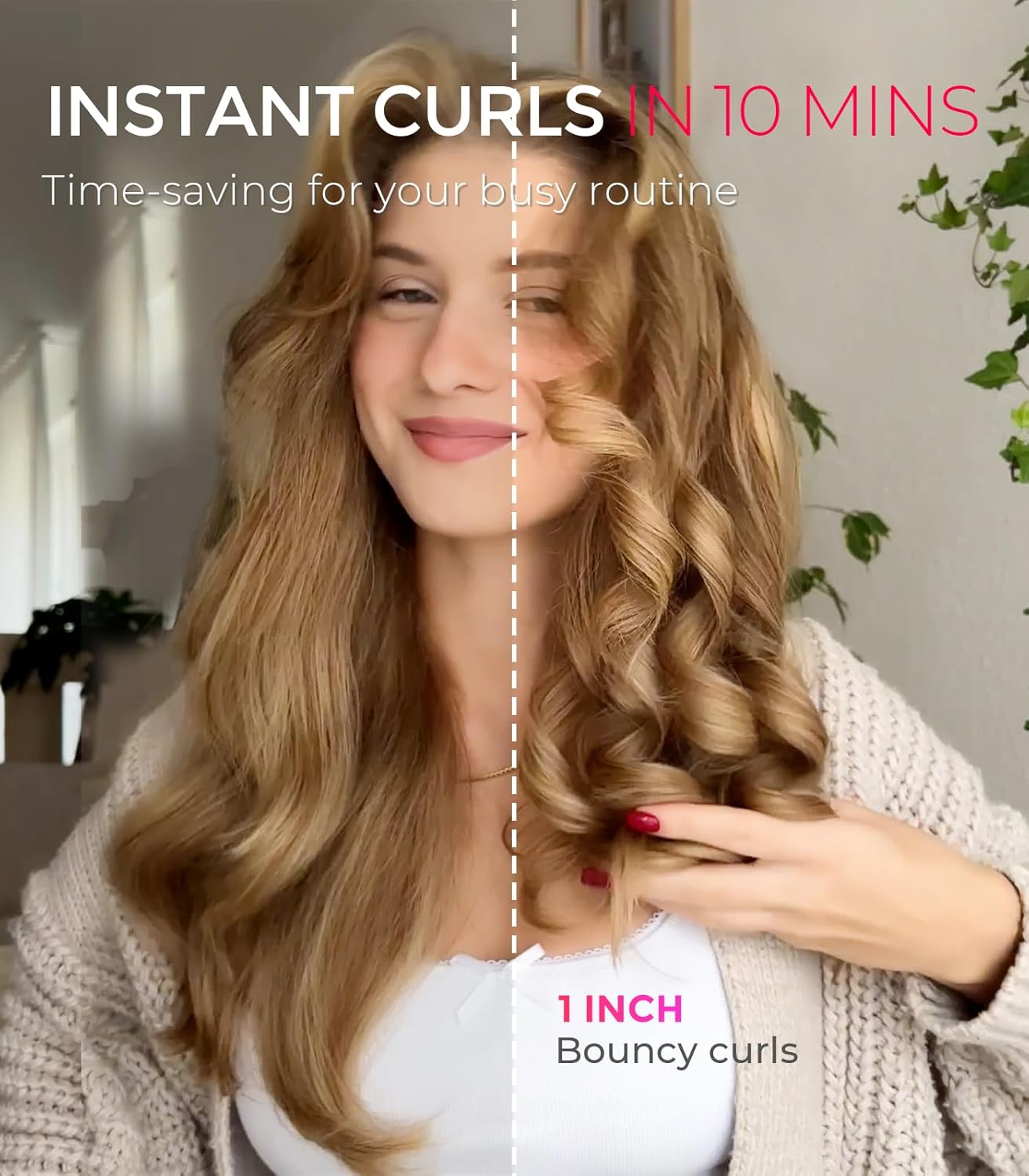 TYMO CURLPRO Automatic Rotating Curling Iron - Beach Waves Curling Wand, Portable Hair Curler, 500 Million Ionic, Dual Voltage & Lightweight for Travel, Ceramic Coating, Metallic Gray 1 inch