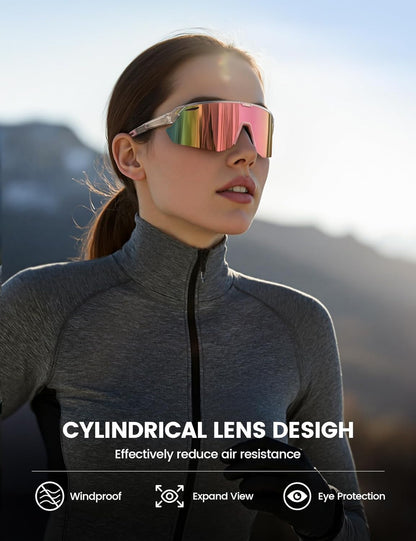 Lamicall Polarisierte Sportsonnenbrille Herren Damen, [24g Ultraleicht] Verstellbares Nasenpad Sportbrille für Fahrrad Wandern Laufen