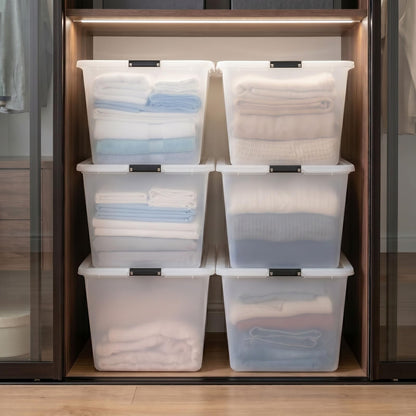 IRIS USA 6-Pack Clip Box with Latching Lids, 18 Quart Craft Storage Bins, Art & Writing Supply Containers for Home, Office & Classroom Organization