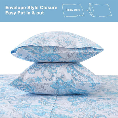 JSD 4 Piece Ice Blue Paisley Floral Sheet Set California King Review
