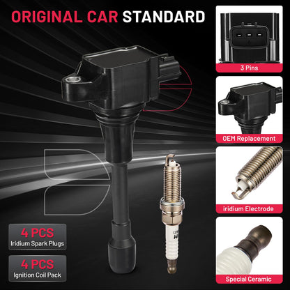 BDFHYK Ignition Coil Pack UF648 and Iridium Spark Plug 97390 Compatible with Jeep Grand Cherokee 2011-2015 Jeep Wrangler Dodge Charger Grand Caravan 2016 Chrysler 200 300 Jeep Coil Pack 3.6L Set of 6