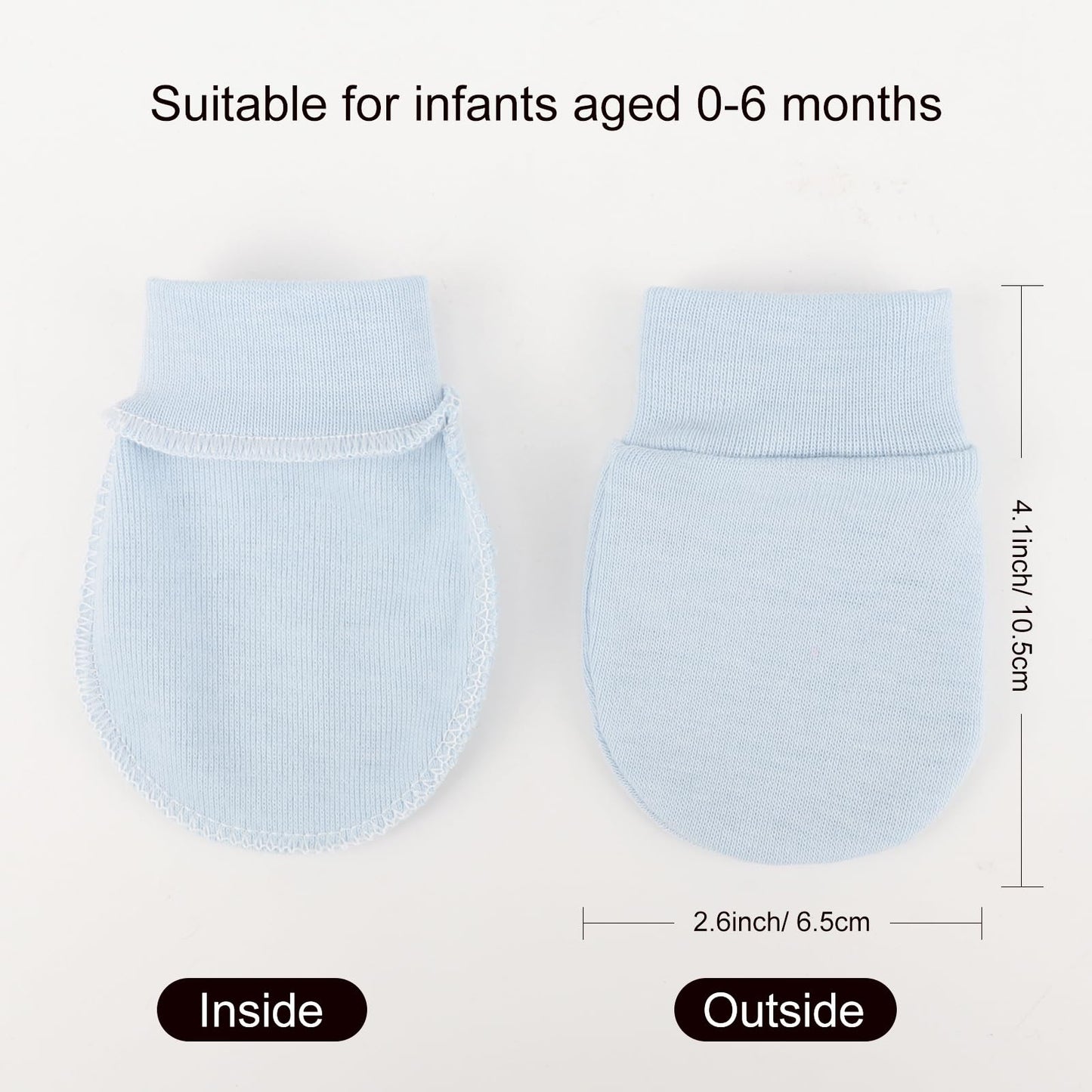 BQUBO Baby Fäustlinge Kratzschutz Handschuhe aus Baumwolle mit elastischem Bündchen Hypoallergen für Neugeborene und Babys von 0-6 Monaten Jungen und Mädchen