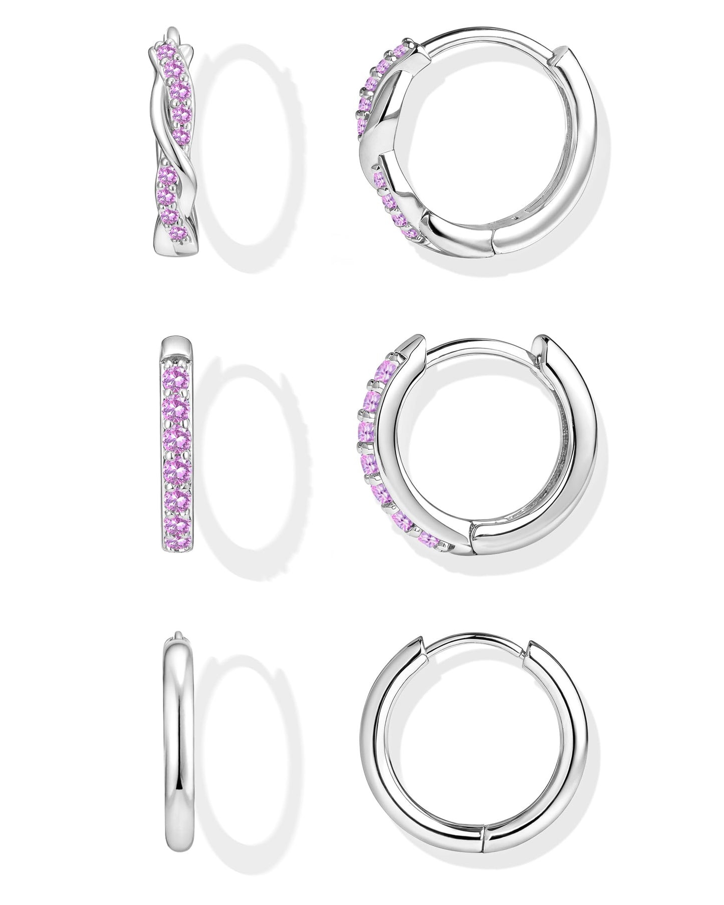 Inerney 14K Gold Plated Huggie Hoop Earrings for Women, Small Sterling Silver Earring Set Hypoallergenic Cartilage Helix Stacks, Mini Dainty Cute Trendy Birthstone Jewelry Gift for Multiple Piercings