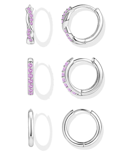 Inerney 14K Gold Plated Huggie Hoop Earrings for Women, Small Sterling Silver Earring Set Hypoallergenic Cartilage Helix Stacks, Mini Dainty Cute Trendy Birthstone Jewelry Gift for Multiple Piercings
