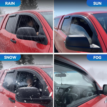 Window Visors Rain Guards for 2015-2026 Ford F150 SuperCrew & 2017-2026 F-150 Raptor F250 F350 F450 F550 Super Duty Crew Cab, Out-Channel Window Vent Deflectors Visors Shades Protectors