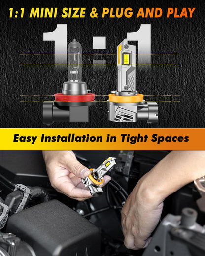 Termitor 2026 Upgraded H13/9008 Light Bulbs, 100,000LM 15X Ultra-Bright, 6500K Pure White 9008/H13 Fog Light Off-Road Conversion Kits, Easy Plug-N-Play Installation, IP68 Waterproof, Pack of 2