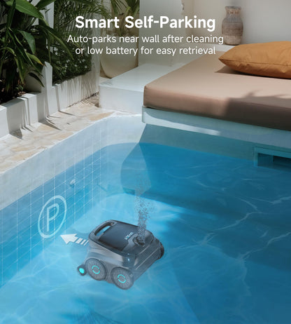 (2026 NEW) WYBOT B1 Cordless Robotic Pool Vacuum for Inground Pools, Six-Roller Brush 4-in-1 Smart Pool Cleaner, Edge Cleaning High Obstacle Crossing, Lightweight, App Navigation, Gray Black