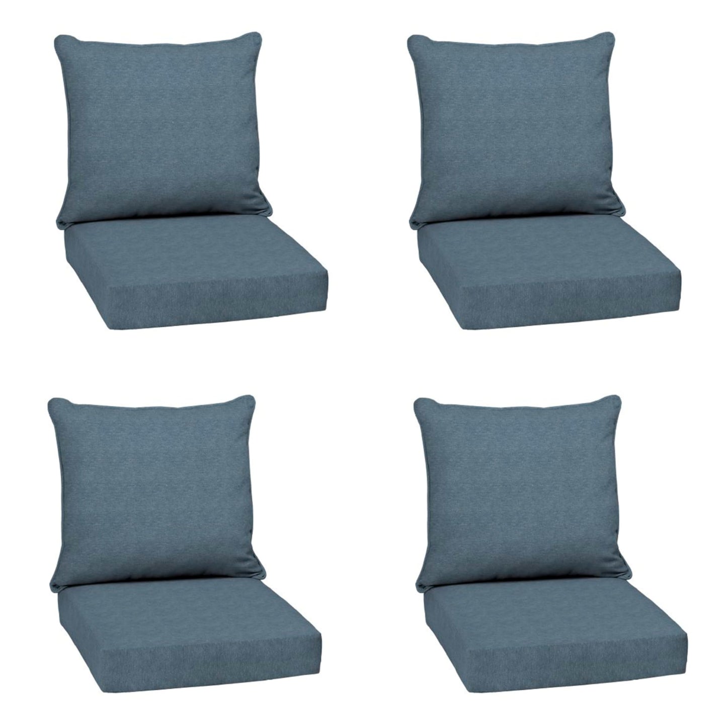 Arden Outdoor Foam Deep Seat Cushions Set, 24x24, Premium High-Density Foam, Never Flattens, Weather-Proof for Patio Chair Sofa Couch, Blue Shibori Stripe