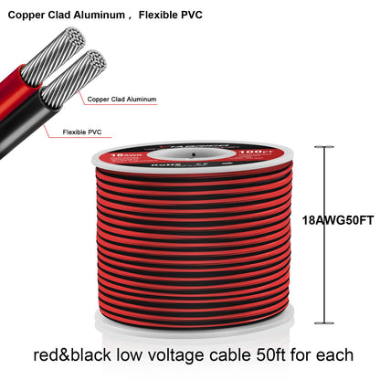 VIABRICO 16 AWG Gauge Electrical Wire, 100FT 2 Conductor Red Black Hookup Cable for 12V/24V DC LED Strips, Landscape, Marine, Car Speaker, Automotive