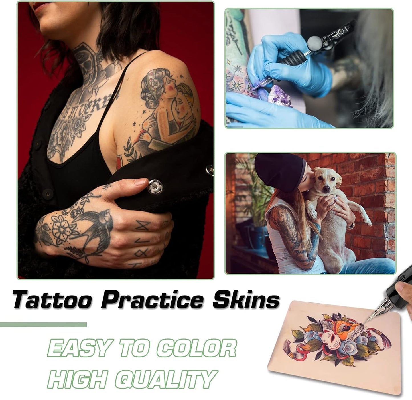 Rayyl Tattoo Übungshaut mit Transferpapier – 20-teiliges Tattoo Übungshaut und Schablonenpapier Set, inklusive 5 Stück Tattoo Übungshaut und 15 Stück Tattoo Transferpapier für Anfänger & erfahrene Künstler Tattoo Zubehör