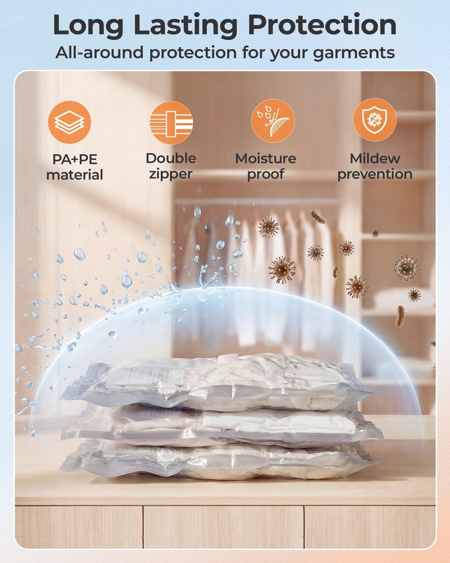 BAGSMART Vacuum Seal Storage Bags for Clothing Travel, 18 Pack Travel Essentials Bundle includes Laundry Bag & Waterproof Shoe Bag & TSA Approved Toiletry Bag, Hand Pump Included