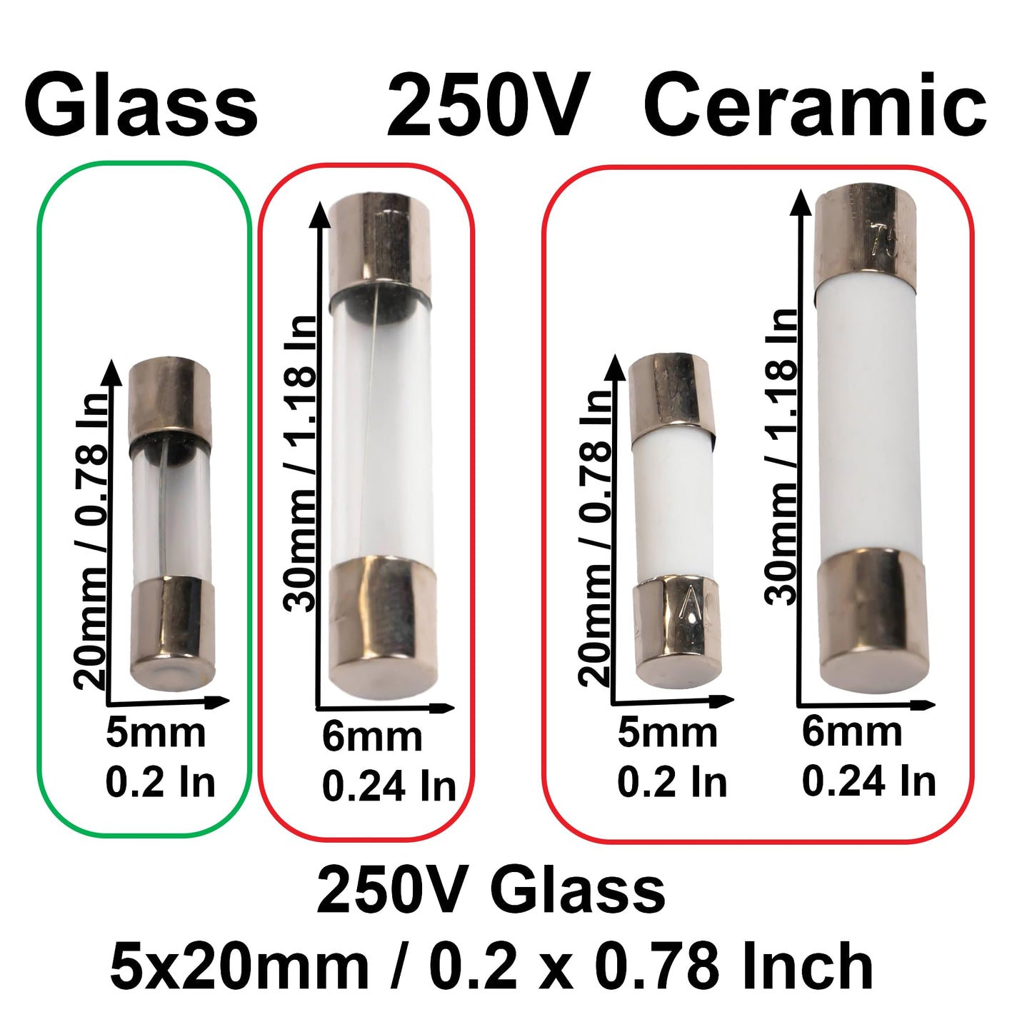 5A Delon Technology - Glassicherungen, träge, 10er-Pack, 5x20mm / 0.2 x 0.78 Inch, 250V, T5AL250V