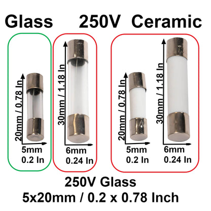 5A Delon Technology - Glassicherungen, träge, 10er-Pack, 5x20mm / 0.2 x 0.78 Inch, 250V, T5AL250V