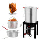 Feasto 10 Qt Outdoor Propane Gas Fish Fryer Pot Kit with Strainer Basket | Aluminum, 50,000 BTU Burner, Adjustable 0-5 PSI Regulator, Perfect for Boiling and Frying