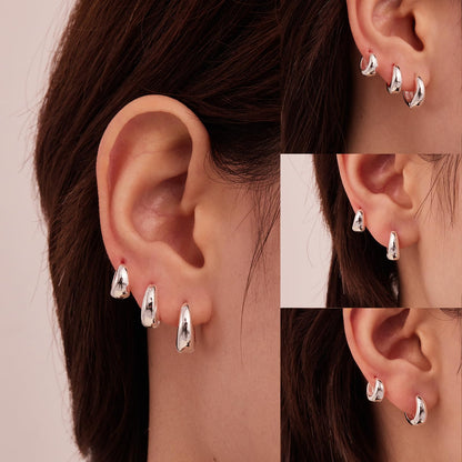 Inerney 14K Gold Plated Huggie Hoop Earrings for Women, Small Sterling Silver Earring Set Hypoallergenic Cartilage Helix Stacks, Mini Dainty Cute Trendy Birthstone Jewelry Gift for Multiple Piercings