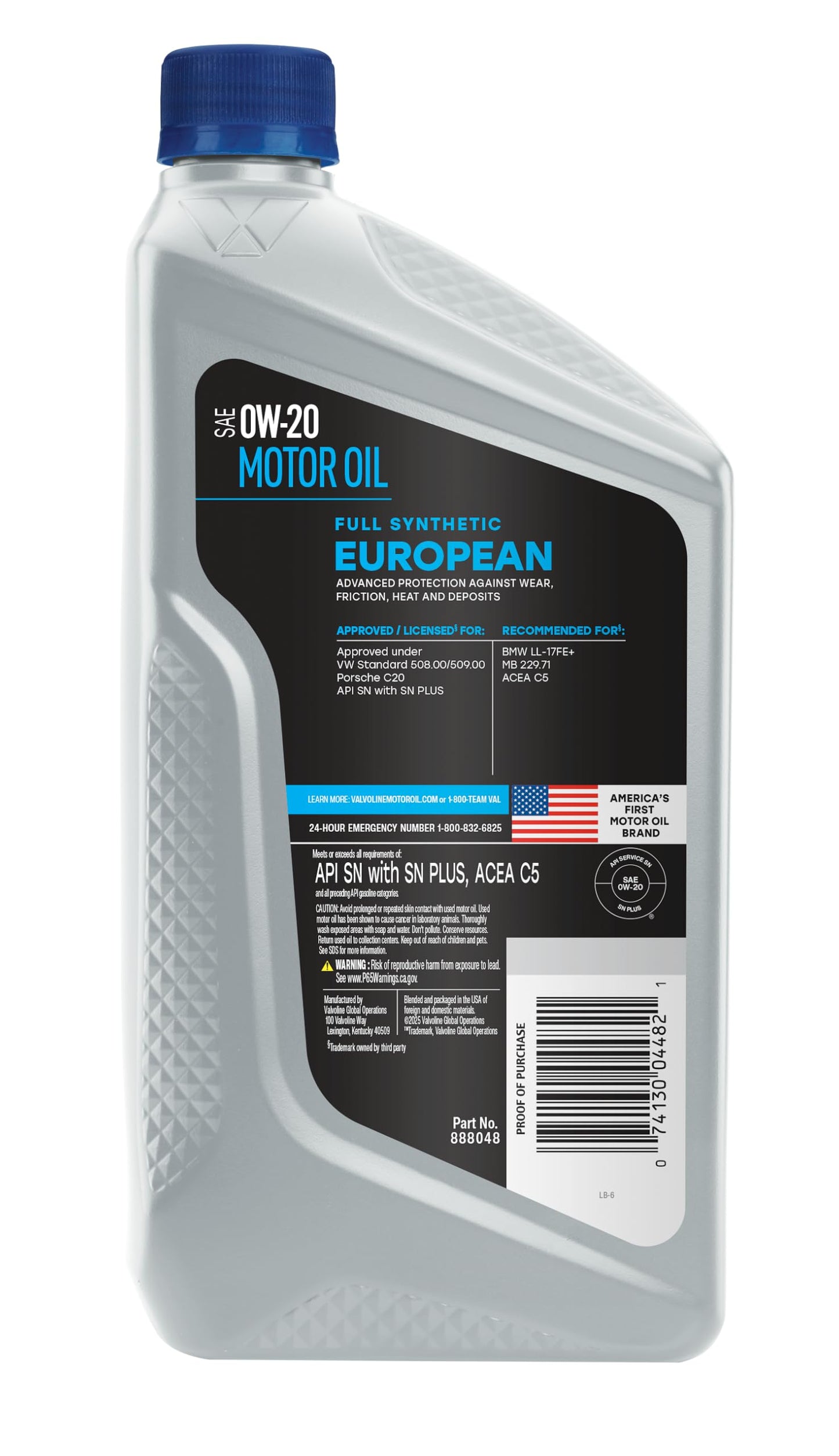 Valvoline Advanced Full Synthetic SAE 0W-20 Motor Oil 5 QT