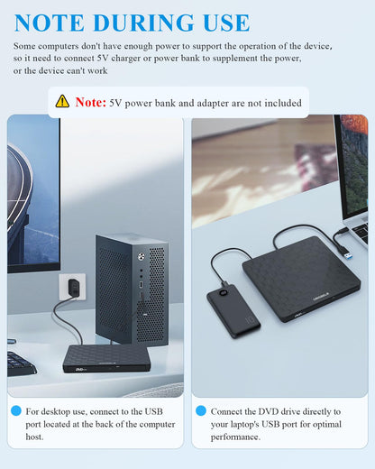 ORIGBELIE externes DVD-Laufwerk, CD-Laufwerk USB 3.0 Typ-C CD/DVD ROM +/-RW Adapter mit USB-Anschluss DVD-Brenner für Laptop, PC, Desktop-Computer, optisches Laufwerk CD-Player kompatibel mit Mac Windows Linux