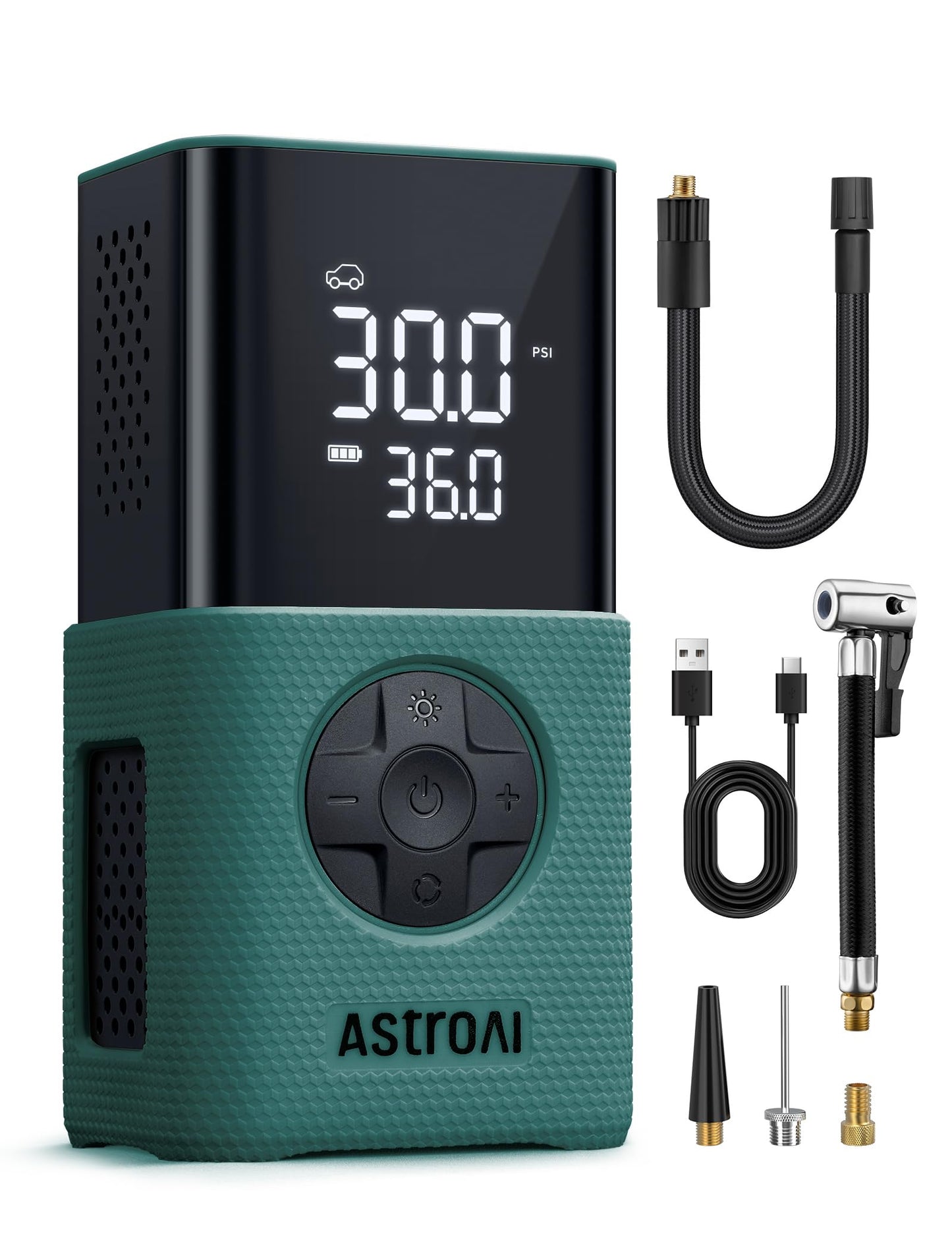 AstroAI L7 Tire Inflator Portable Air Compressor,150 PSI Cordless Mini Air Bike Auto Shut-Off Pump with Digital Display Pressure Gauge, Fast Inflation & LED Light for Car Tires,Motorcycles,Bikes,Balls