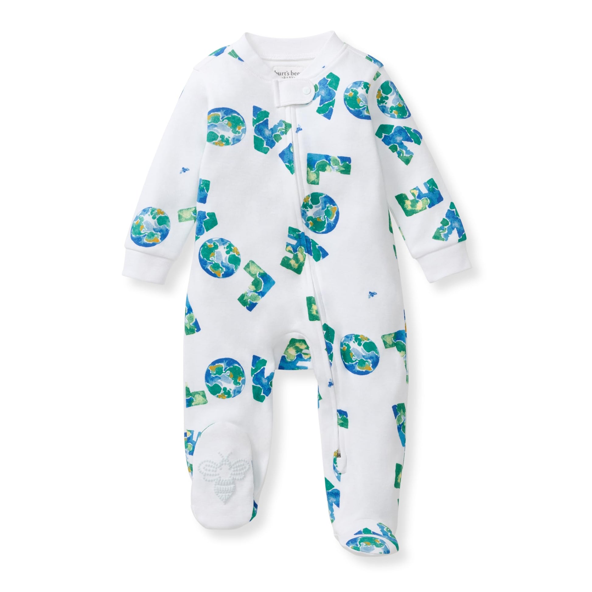 Burt's Bees Baby Boys Sleep and Play Pajamas, 100% Organic Cotton, One-piece PJs, Diagonal Zip Up Loose Fit Footie