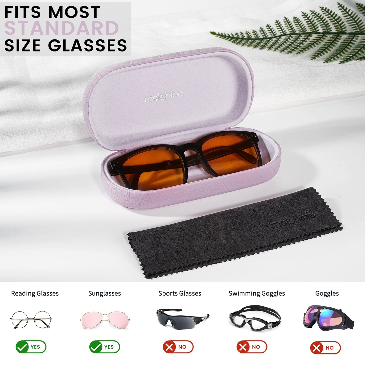 molshine Hartschalen-Leder-Sonnenbrillenetui, klassisches großes Brillenetui für Damen und Herren, Sonnenbrille (Schwarz)