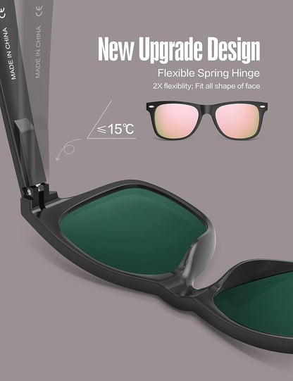LUENX Polarisierte Sonnenbrillen für Herren und Damen, quadratische Fassung – UV-400-Schutz, 54 mm
