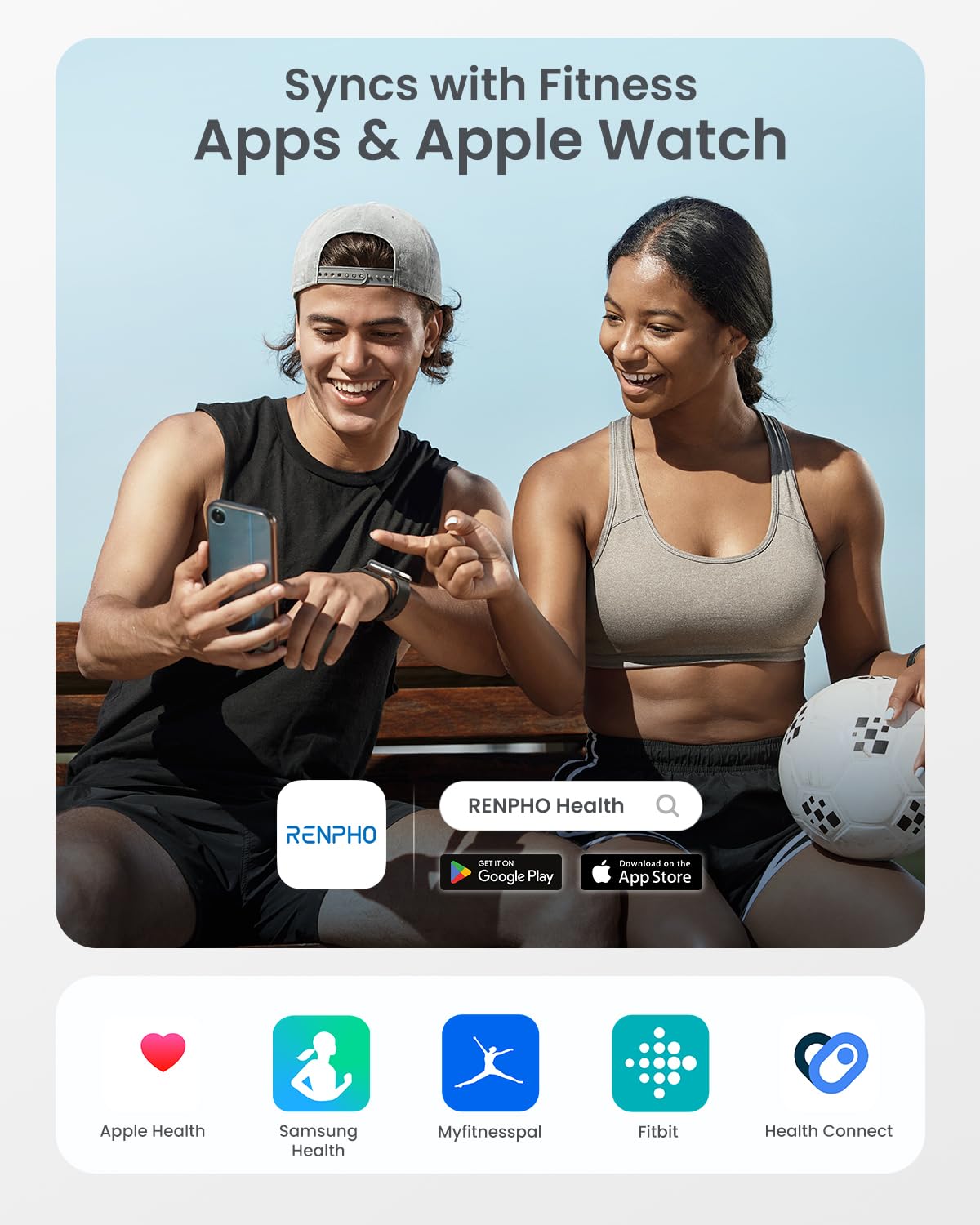 RENPHO Smart-Waage für Körpergewicht, FSA- und HSA-berechtigt, Digitale Badezimmerwaage BMI Waage Bluetooth Körperfettwaage, Körperanalysewaage Gesundheitsanalysator mit Smartphone-App, 400 lbs - Elis 1