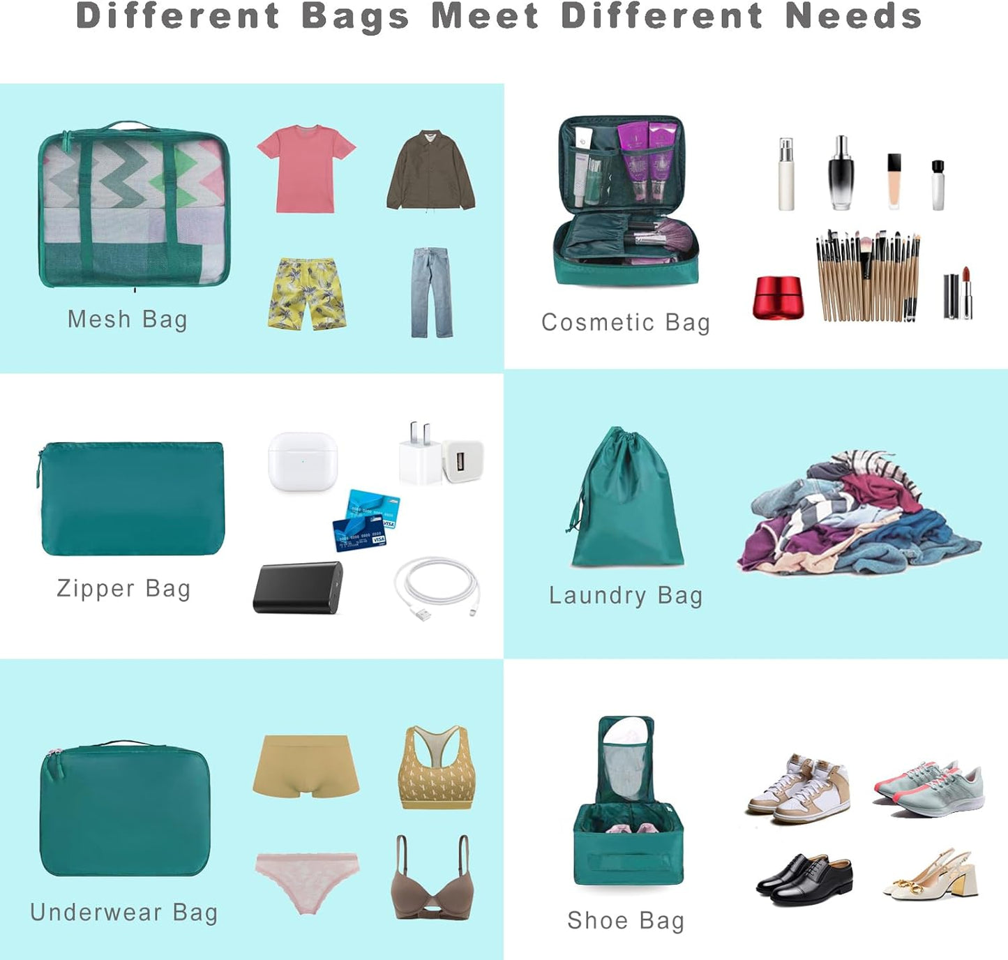 BAGAIL 8er Set Packwürfel Gepäckorganizer für Reisezubehör
