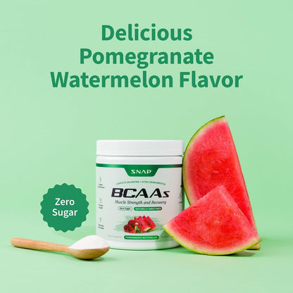 SNAP BCAA Powder Essential Amino Energy Supplement with Nitric Oxide Booster - Watermelon Flavor - Pre Workout Powder, Recovery Supplements Post Workout, Muscle Strength & Performance (30 Servings)