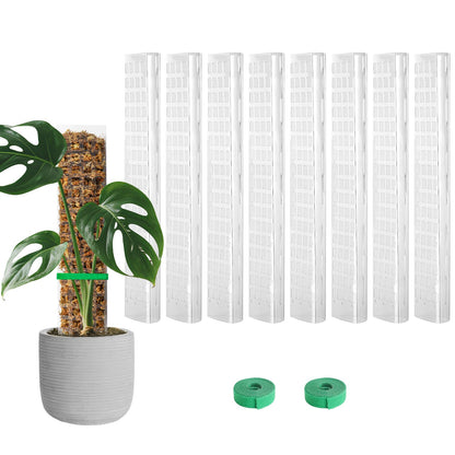EOX 4 Pcs 24 Inch Plastic Moss Pole for Monstera, Large D Shaped Poles for Climbing Plants Work with Sphagnum Moss, 90 Inch Plant Stake Set of 4, Garden Ties