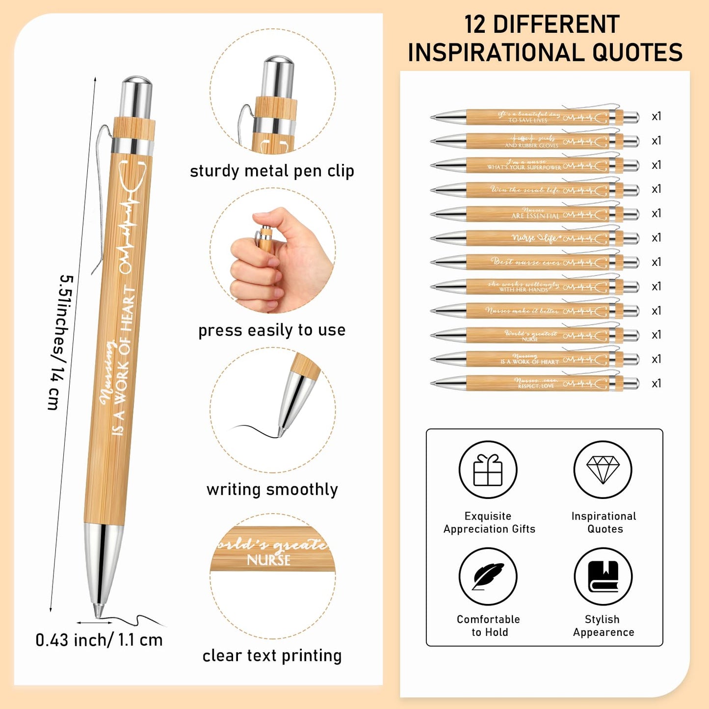 Jetec 48 Set 2026 CNA Week Gifts Bulk Nurse Appreciation Gift Set Small Inspirational Kraft Spiral Nursing Notebooks with Sticky Notes Pens for Healthcare Medical Hospital Coworker Staff Office