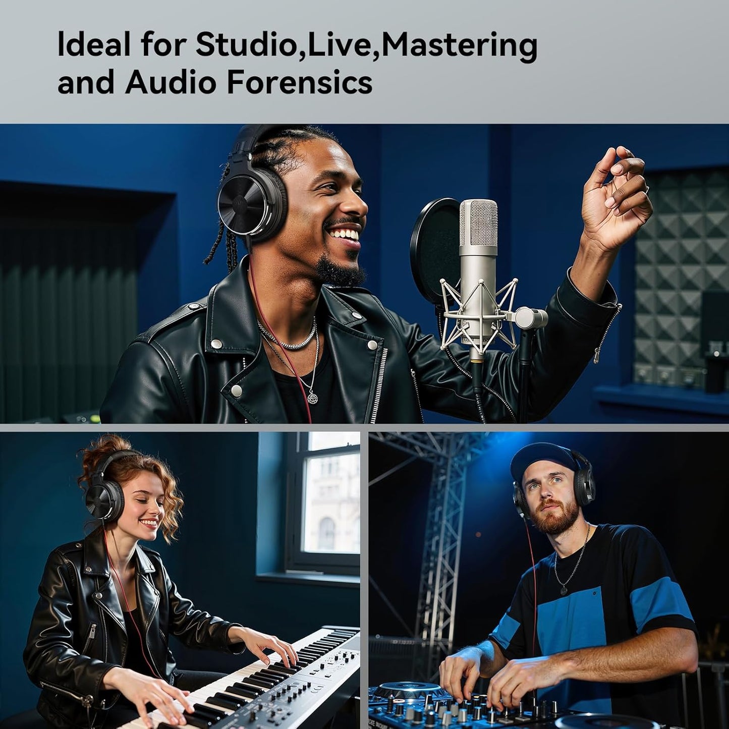 OneOdio Pro-10 Over-Ear Kabelkopfhörer für Schule Studio-Monitor & Mixing DJ Stereo-Headsets, 50mm Neodym-Treiber, Inline-Mikrofon, 3,5mm/6,35mm Klinke für Verstärker Computer Aufnahme Telefon Klavier Gitarre