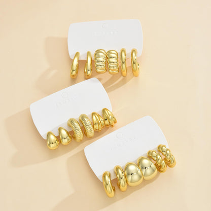 42 Paar goldene Creolen für Damen, Modisches klobiges Perlenohrring-Multipack, gedrehter Statement-Ohrring-Pack, hypoallergene kleine große Creolen für Geburtstagsfeiern (Gold-42 Paare)