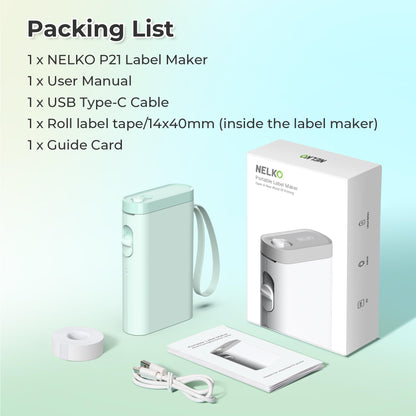 Nelko Etikettendrucker mit Band, P21 Bluetooth-Etikettendrucker, kabelloser Mini-Etikettendrucker mit mehreren Vorlagen für Schule, Büro, Zuhause, Weiß