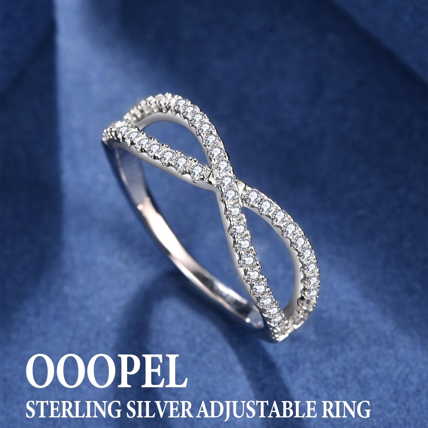 OOOPEL Sterlingsilber Verstellbarer Ring S925 Silberringe für Frauen Zirkonia Twist Liebesknoten Zarter Ring Silber Minimalistischer Offener Fingerring Silber Daumen Sterlingsilberring