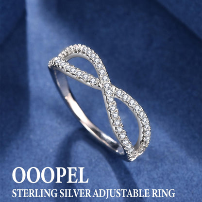 OOOPEL Sterlingsilber Verstellbarer Ring S925 Silberringe für Frauen Zirkonia Twist Liebesknoten Zarter Ring Silber Minimalistischer Offener Fingerring Silber Daumen Sterlingsilberring