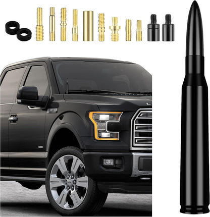 Car Bullet Antenna with Adapter & Washer,Car Accessories Exterior AM/FM Radio Antenna for Car Decorations and Signal Enhancement,Essential Truck Car Antenna Replacement (Black)