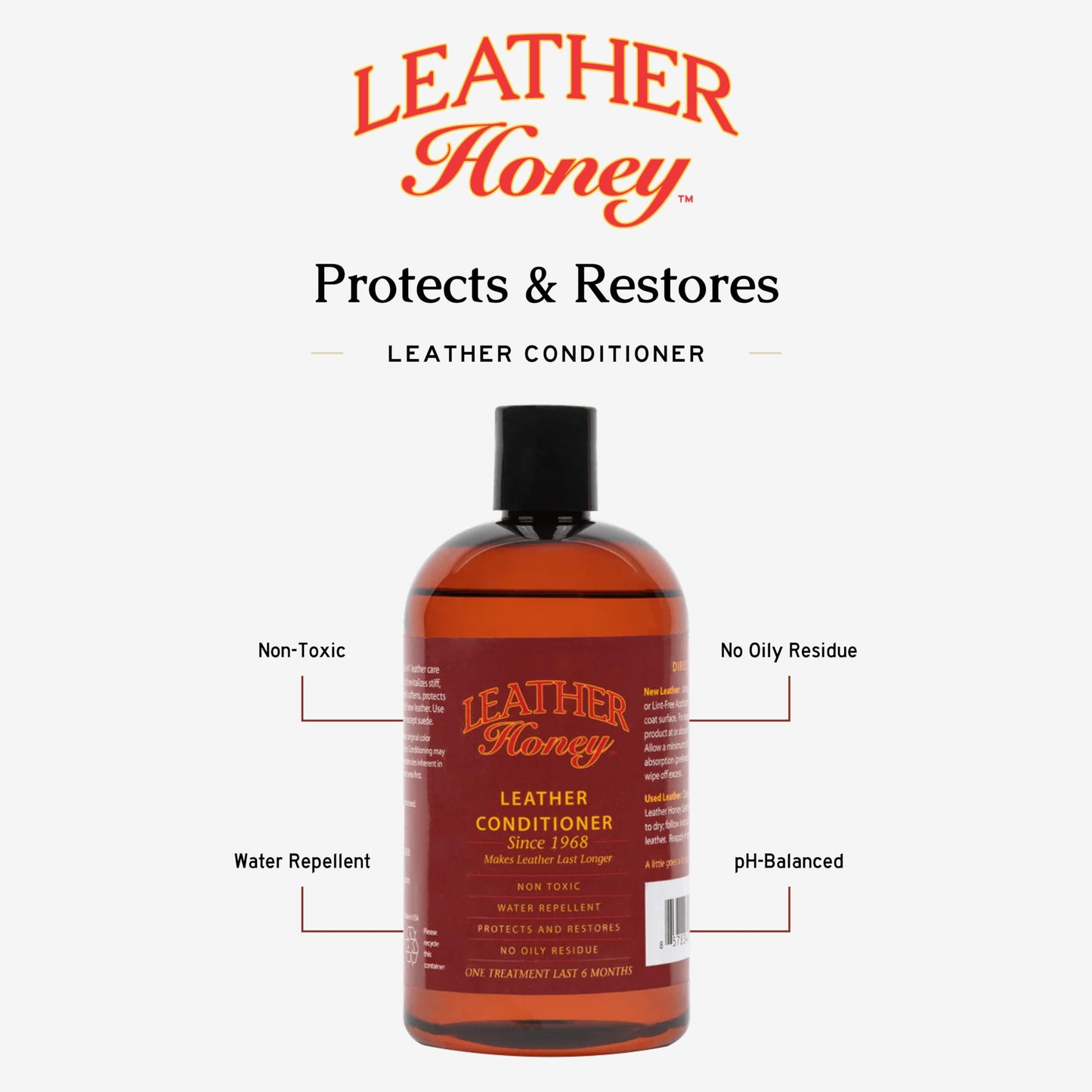 Leather Honey Leather Conditioner, Since 1968. for All Leather Items Including Auto, Furniture, Shoes, Purses and Tack. Non-Toxic and Made in the USA / 8 Fl Oz (Pack of 1)