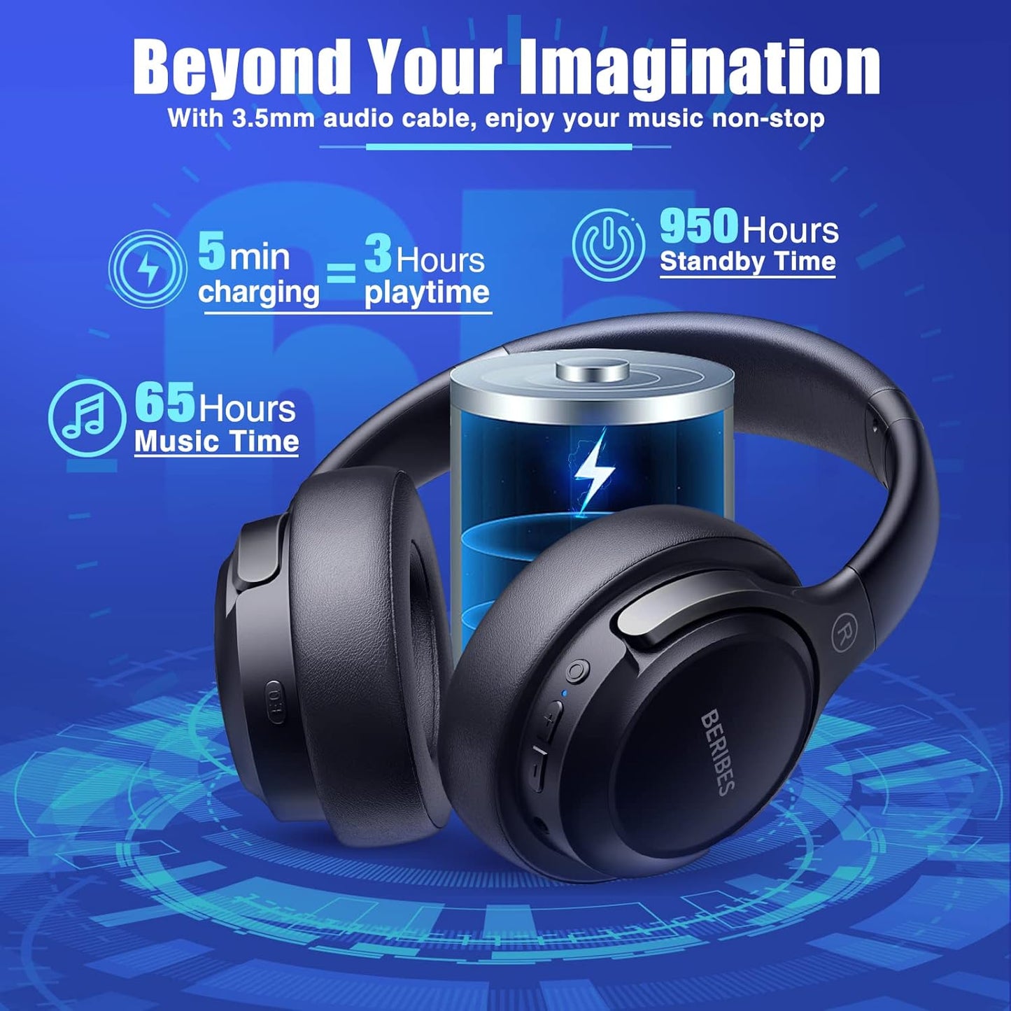 BERIBES Bluetooth Headphones: 65 Hours of Pure Sound