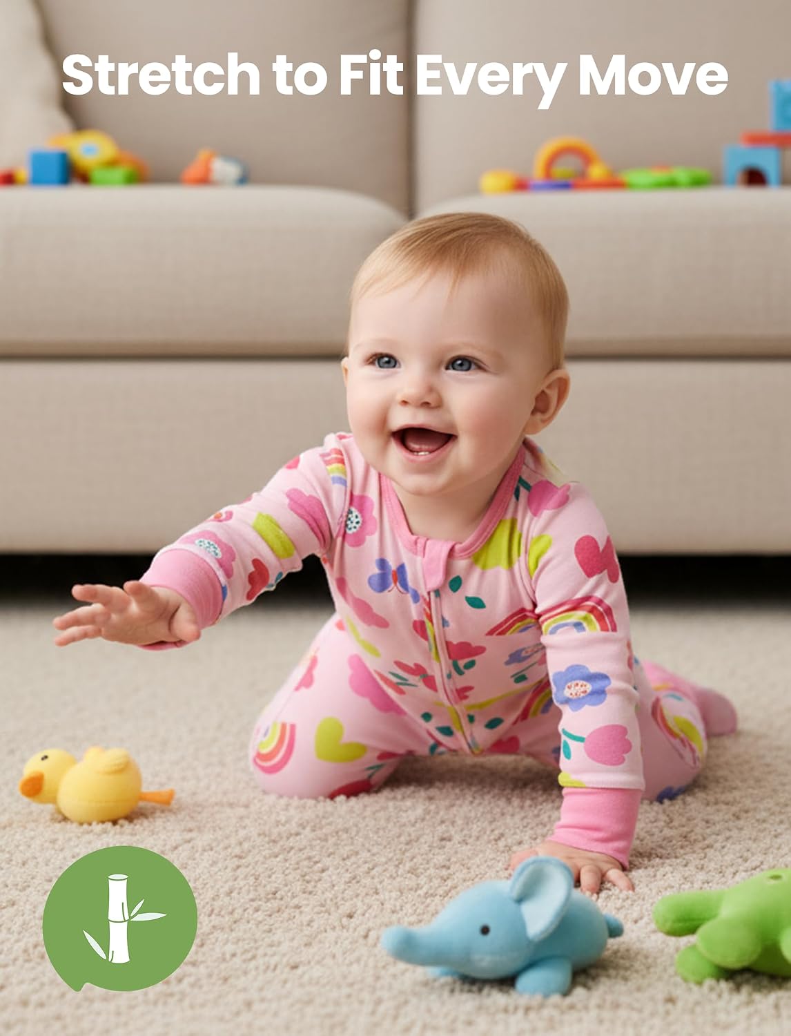 PATPAT Baby Footies Boys Girls - Bamboo Viscose - Zipper & Non-Slip Soles Romper Mitten - Footed & Footless Infant Clothes