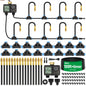 MIXC 1/4" 100Ft Drip Irrigation System for Garden with 16pcs 360°Adjustable Brass Nozzles & Bendable Rod,Upgraded Watering System Kit for Outdoor Plants,Lawn,Raised Bed,Potted Plant,Yard,Greenhouse