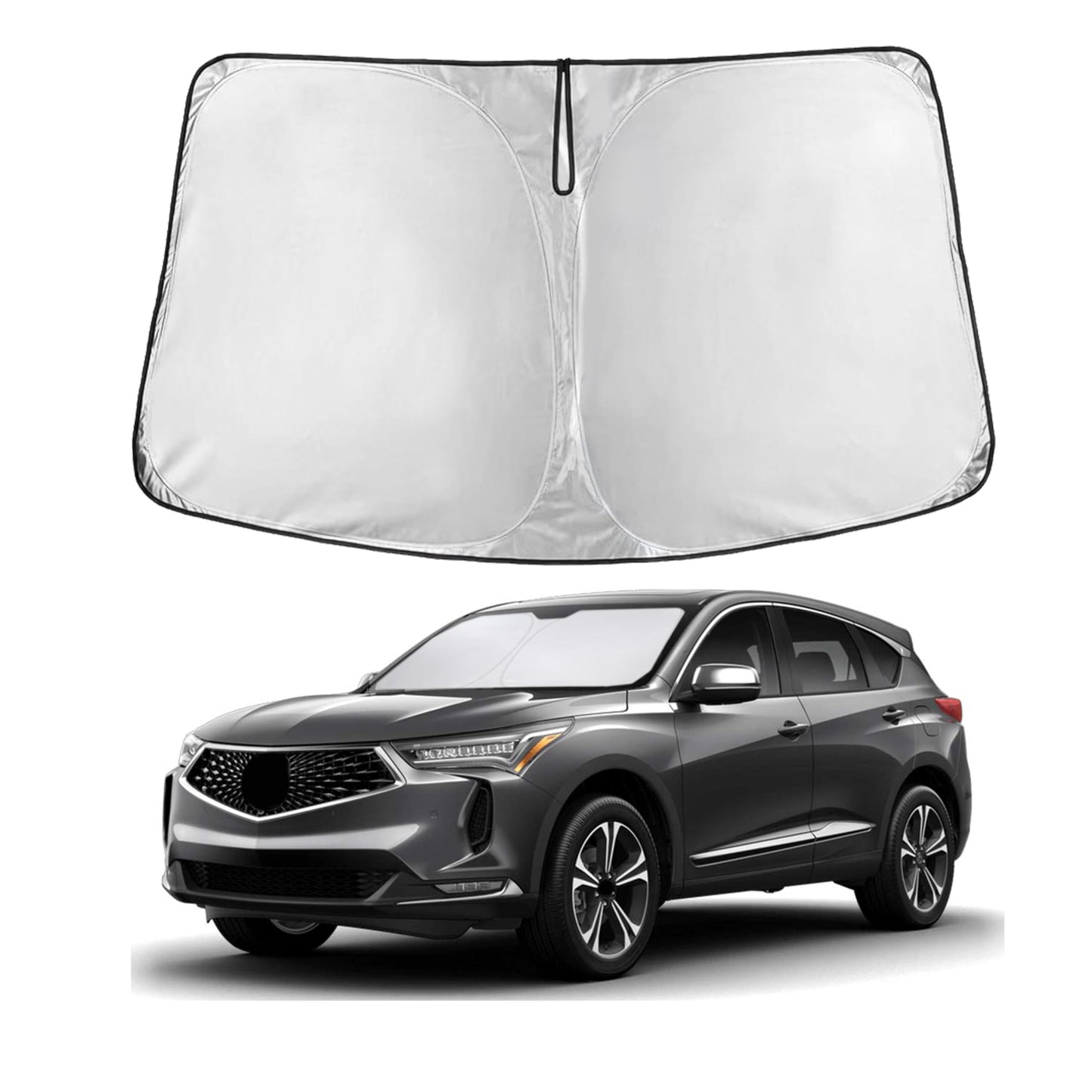 EcoNour Car Windshield Sunshade | Blocks 99% Heat & Keeps Interior Cool | Universal Fits Cars, SUVs, Trucks | Automotive Sun Screen, Visor & Car Accessories for Summer | Medium (64x32 Inches)