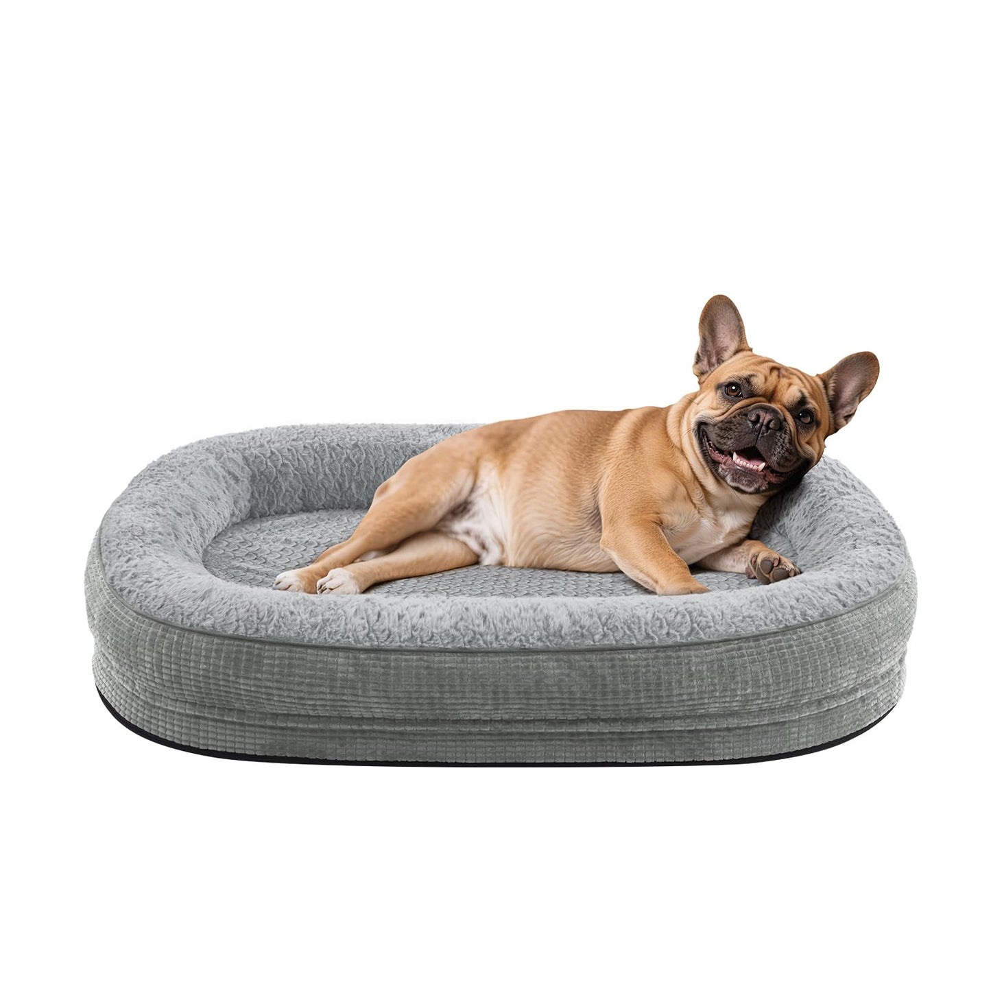 JOEJOY Orthopedic Dog Beds Large Sized Dog, XL Egg-Crate Memory Foam Pet Couch Bed with Bolster Sides, Waterproof Lining, Removable Washable Cover & Non-Slip Bottom, Brown