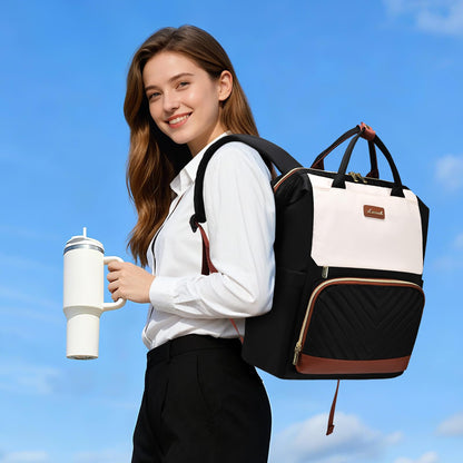 LOVEVOOK Laptop Backpack for Women with Giant Tumbler Holder Pocket, 15.6 inch Travel Work Bag Purse for Nurse Teacher, Waterproof Casual Daypack Bookbag for College Business