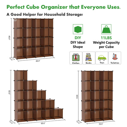 C&AHOME Cube Storage Organizer, 16-Cube Shelves Units, Plastic Storage Cubes, DIY Closet Organizer, Modular Closet Storage Shelves Ideal for Home, Bedroom, 48.4" L × 12.4" W × 48.4" H Black SUM3016H
