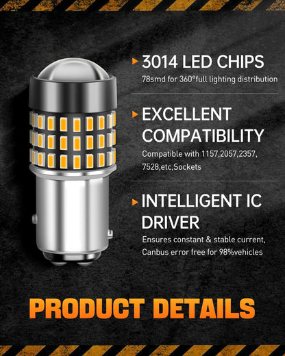 LUYED 3157 LED-Birnen Rückfahrlicht Xenon-Weiß 1800 Lumen Super Hell 78 SMD 3056 3156 3057 4157 LED-Birnen, Verwendet für Rückfahrlichter, Bremslichter, Rücklichter, Blinker, 2er-Pack