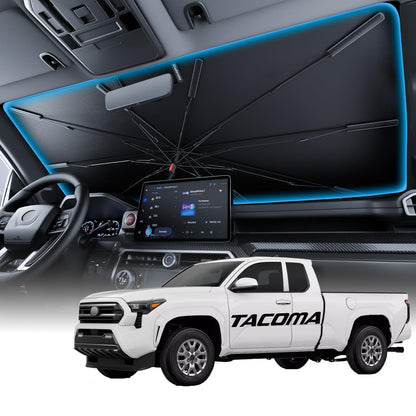Wigoo Windshield Sun Shade Umbrella for Tesla Model Y [100% Sun Blockage, Ice Cooling Fabric] Foldable Heat Insulation Front Window Sunshade Umbrella for Tesla Model Y 2020–2026 (Juniper)