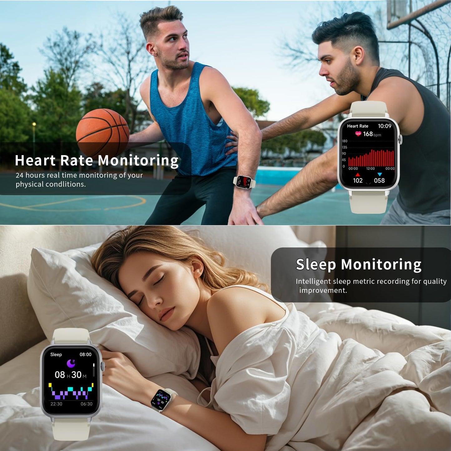 Smartwatch für Herren Damen, für Android und iPhone, 1,83" HD Touchscreen Smartwatch mit Anruf-/Wählfunktion, 112+ Sportmodi IP68 Fitness Tracker, Fitnessuhr mit Schlaf-/Schritt-/Aktivitäts-/Herzfrequenzüberwachung