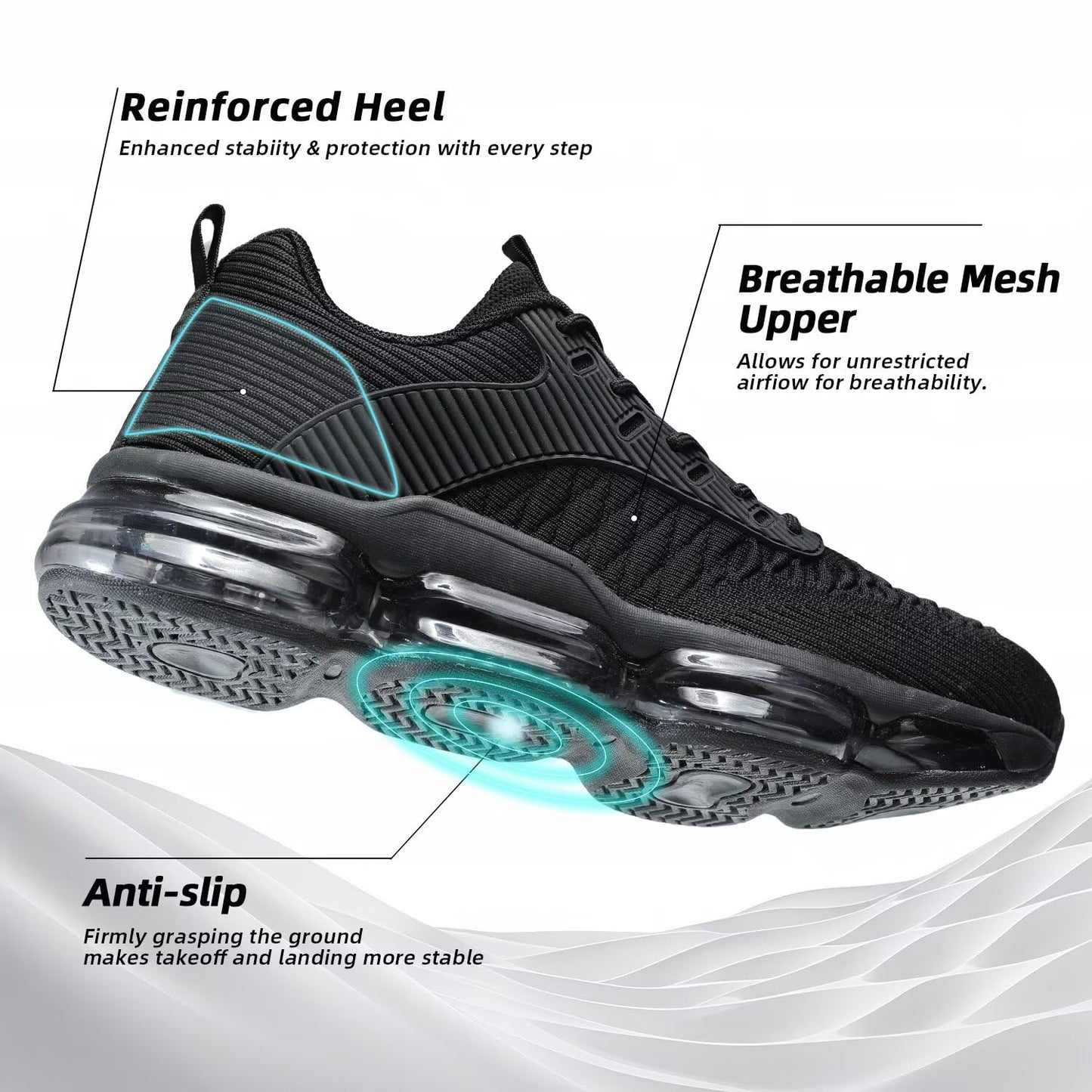 Mens Running Shoes Air Low Top Comfort Walking Lace Up Sneakers Breathable Fashion Tennis Sport Gym Fitness Cross Trainers