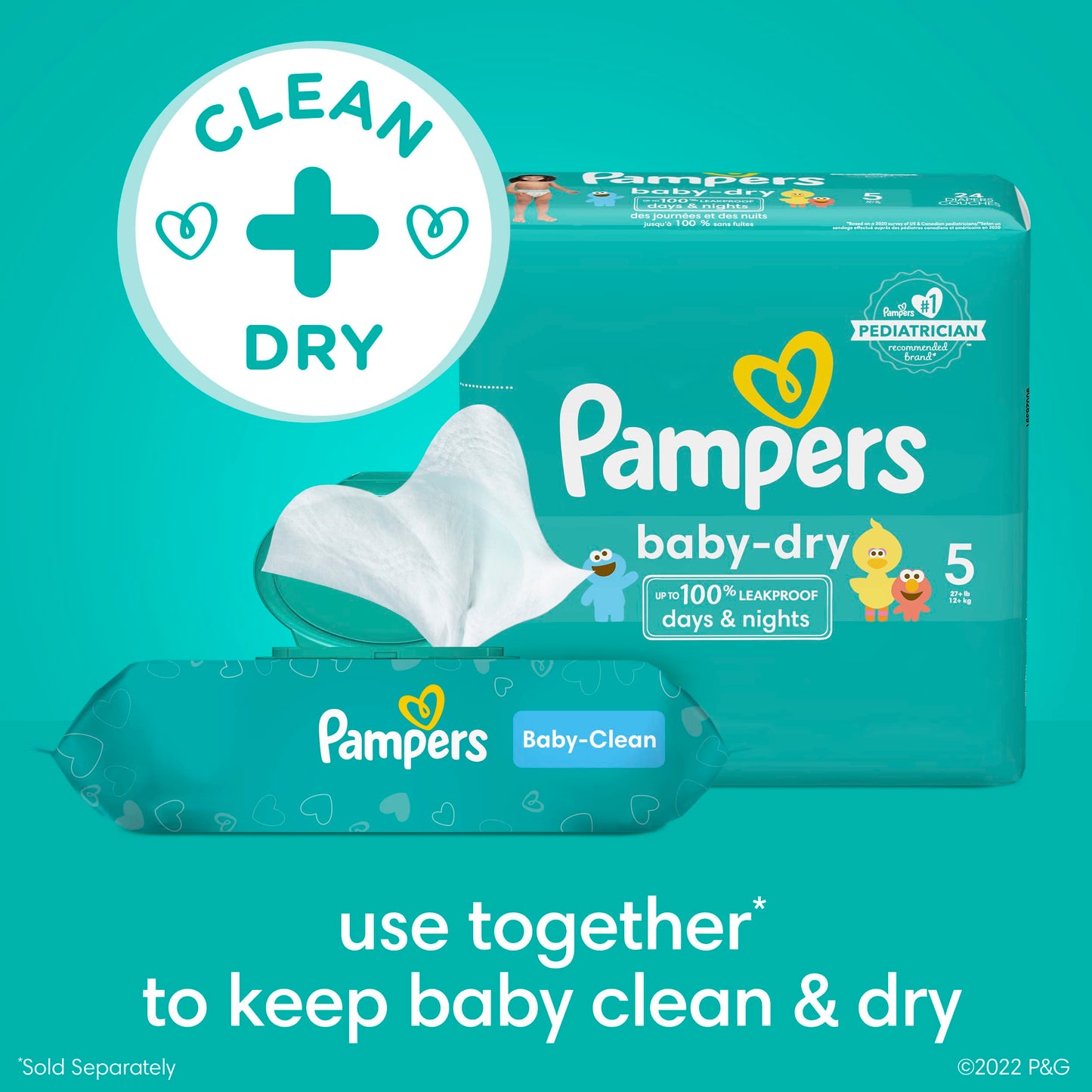 Pampers Baby-Feuchttücher, Complete Clean, Baby Fresh Duft, reinigt sanft von Kopf bis Fuß, 216 Stück (3 Packungen mit wiederverschließbarem Deckel)